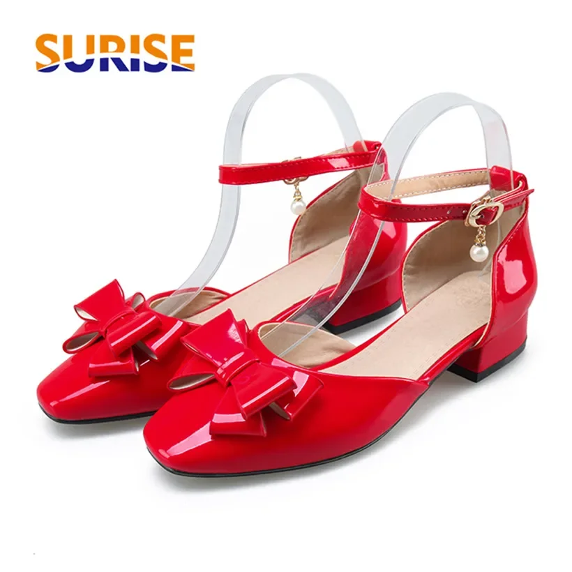 Casual Sandal Leather - Große Größen Damen Bowtie Pumps Runde